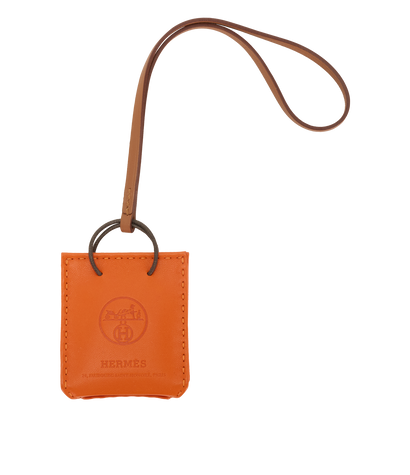 Hermes Shopping Bag Charm, &pound;250, Accessories, Orange, Leather, Front view